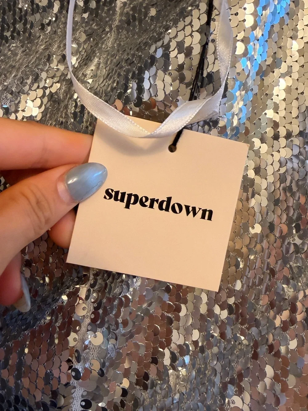NWTS Silver Sequin Mini Skirt Super Down